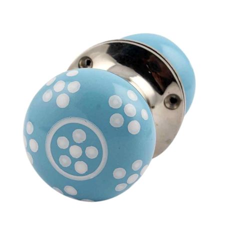 Turquoise Polka Dot Mortice Handle 2.25